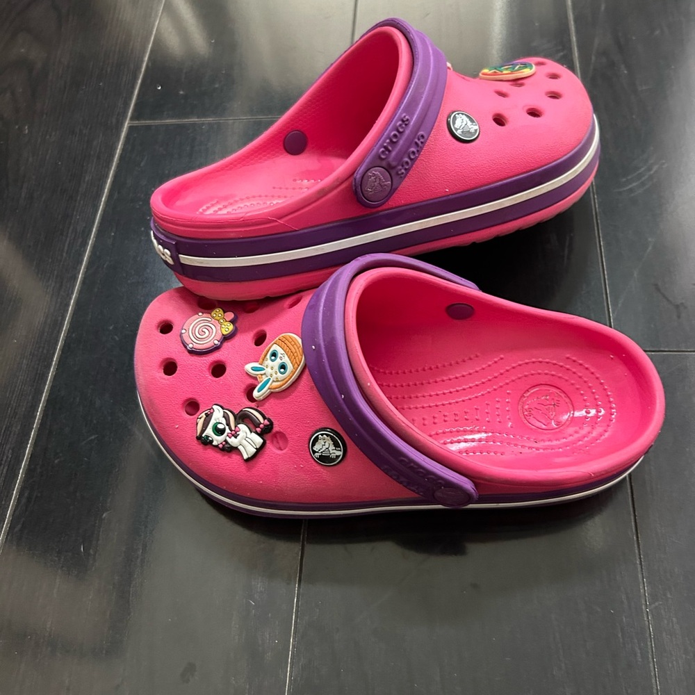 Crocs Kids Pink Clogs with Charms